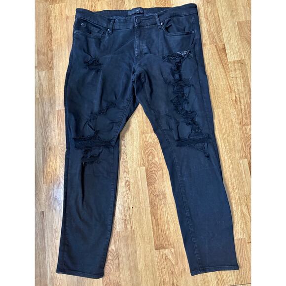 Jordan Craig Black Distressed Ripped Jeans 40/32 Ross Legacy Edition - Picture 1 of 9